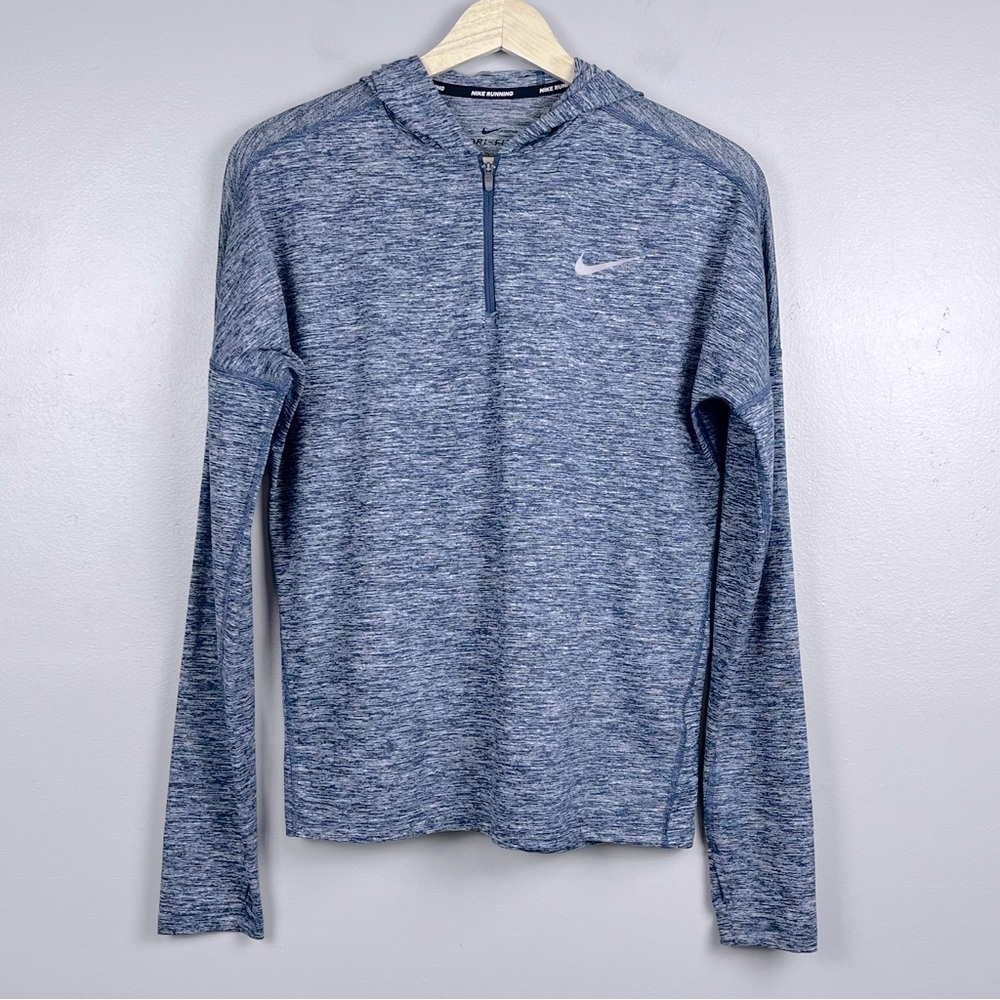 Nike Running Women's Dri-Fit Element 1/4 Zip Heathered Blue Hoodie Size S